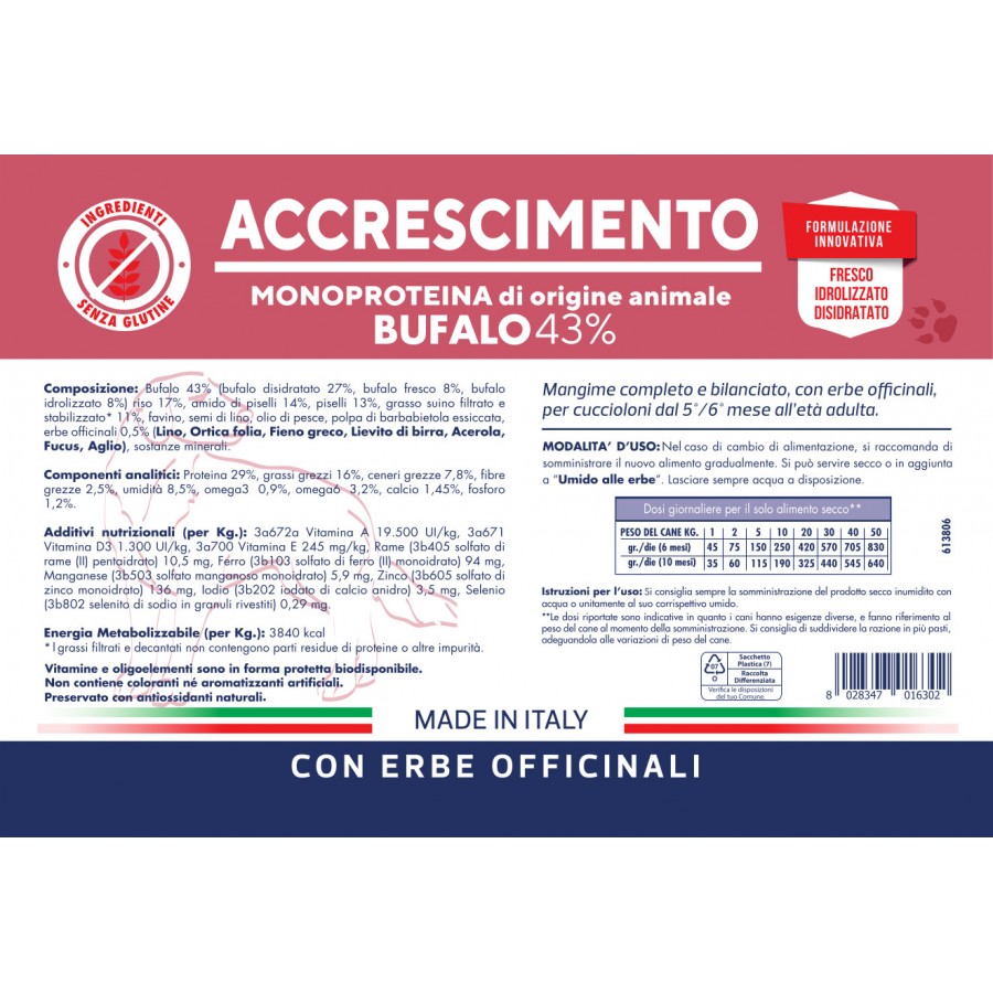 Vet Line Secco Cane Accrescimento Bufalo 3 Kg Vet Line Secco Cane Accrescimento Bufalo 3 Kg